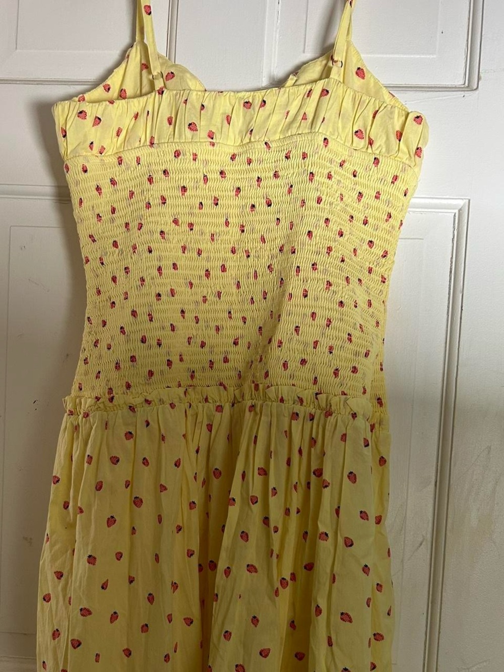 Free People Lavender Daze Yellow Strawberry Drop Waist Smocked Midi/Maxi Dress - Picture 7 of 10